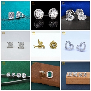 Boucles d'oreilles pour femmes au design unique, en or jaune 18 carats, avec diamants de laboratoire, motif oiseau et nid, pour un usage quotidien - Product Image 6