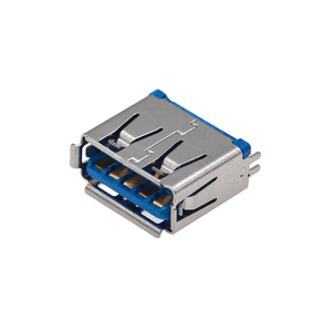 Connecteur USB 3.0 Type-A femelle à montage vertical, 9 broches avec goupilles de verrouillage sécurisées et isolation bleue (hauteur 11,5 mm) - Product Image 2