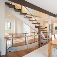 DAIYA chine escalier en bois avec main courante en acier inoxydable escalier incurvé