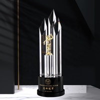 Balle de Golf en métal personnalisée haut de gamme Base noire trophée personnalisé honneur trophée en cristal Transparent cadeau Souvenir