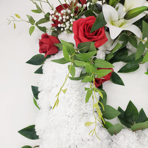 Arreglos florales funerarios <span class=keywords><strong>de</strong></span> alta calidad, corona <span class=keywords><strong>de</strong></span> clavel <span class=keywords><strong>de</strong></span> Rosa y corazón, corona <span class=keywords><strong>de</strong></span> flores artificiales, decoración <span class=keywords><strong>de</strong></span> cementerio - Product Image 4