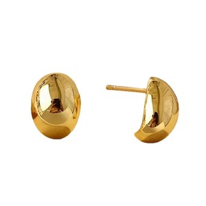 Nom du produit : Boucles d'oreilles en forme de haricot semi-rondes en acier inoxydable 316, boucles d'oreilles en forme de haricot hémisphériques lisses en forme d'arc, Matériel et - Product Image 5