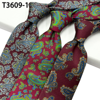 Luxus Edle Paisley Krawatten Gold Wein Wald Grün Lila Rot Männer Paisley Herren Polyester Bedruckte Handgemachte Krawatte Lieferant