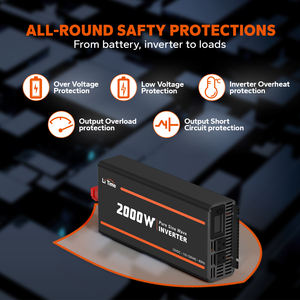 Tariffa libera USA Stock livime 1000 <span class=keywords><strong>Watt</strong></span> 12V 2KW onda sinusoidale pura Inverter per Off Grid RV casa energia solare di accumulo di energia - Product Image 5