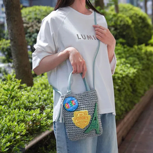 Person's Embroidered Straw Crossbody Bag Mini Woven Tote with Top Handle & Detachable Strap, Casual Summer Shoulder <b>Purse</b> - Product Image 1