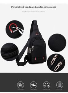 Sac de poitrine léger pour homme, imperméable, bandoulière, pour téléphone portable, avec prise casque - Product Image 3