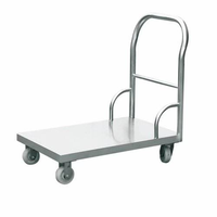 Chariot à plateau plat industriel personnalisé en acier inoxydable 304, capacité de charge lourde de 300 kg/m, surface sablée et rugueuse pour le transport de marchandises