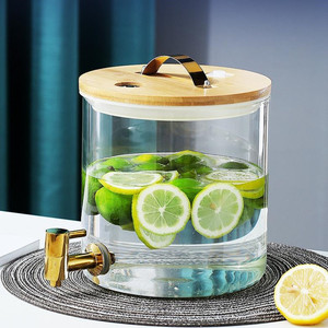 Grand distributeur de boissons en verre pour buffet sans plomb avec support en bois et bambou et <span class=keywords><strong>robinet</strong></span> en acier inoxydable - Product Image 3