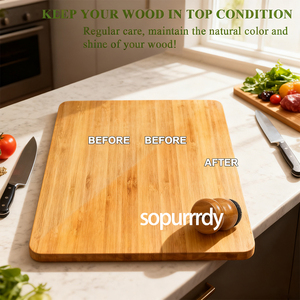 Kit d'application d'huile et de cire en bois massif avec brosse de nettoyage et logo personnalisé pour huile minérale de qualité alimentaire sur planches à découper de cuisine - Product Image 6