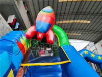 Château Gonflable Robot avec Toboggan et Blocs de Construction, Design Fusée, Parcours d'Obstacles Rebondissants, Jouet Amusant pour Enfants