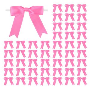 3 pouces de ruban de satin <span class=keywords><strong>rose</strong></span>, nœud torsadé, nœuds préfabriqués pour bouteille de vin, sacs de faveur pour bricolage et rubans cadeaux. - Product Image 1