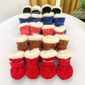 Bottes pour chien en daim, couleur unie, antidérapantes, chaudes, pour l'hiver, pour chiens de petite et moyenne taille - Product Image 3