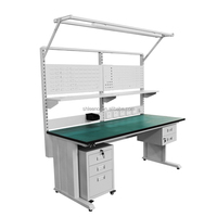 Mesa de Trabajo Industrial Antiestática Leenol, Ajustable en Altura, de Acero Inoxidable Resistente, para Reparaciones Electrostáticas en Taller