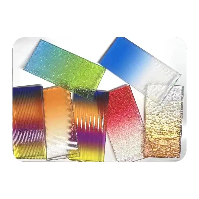 4mm 3mm thick colored glass multi laminating color stained glass of colored iridescent fusing decor fluted