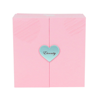 Boîtes à bijoux rigides de luxe rose charmant avec revêtement UV, gaufrage à chaud doré, en papier couché recyclable pour rangement et présentation de montres et bijoux