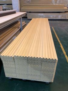 Chống cháy không thấm nước WPC <span class=keywords><strong>Panel</strong></span> tường Slatted Board sợi tre rãnh tấm 3D trang trí nội thất Bảng điều khiển trang trí nội thất PVC Ốp - Product Image 3