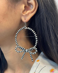 Nouveaux modèles de perles Navajo faites à la main perles cercle nœud papillon forme de larme boucles d'oreilles Wester bijoux pour Cowgirls - Product Image 2