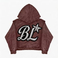 Sweat-shirt en molleton de qualité supérieure, coupe ample et courte, style streetwear, avec logo brodé personnalisé, respirant, impression DTG DTF