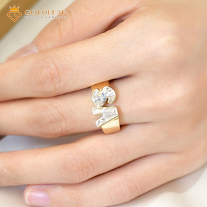 Bague personnalisée en or 14 carats avec moissanite D VVS1 de 1, 2, 3 ou 4 carats en forme de lettre, idéale pour un cadeau, un souvenir ou un usage quotidien - Product Image 3