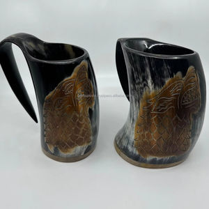 Exclusiva Oferta en Cuerno de Búfalo Natural para Beber, el Más Vendido, Hecho a Mano por Vikingos, Pulido, Recuerdo, Portátil, de la India - Product Image 1