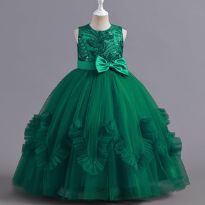 Vestido de Niña <span class=keywords><strong>2022</strong></span>, Nuevo Vestido Largo de Princesa con Encaje de Flores, para Cumpleaños, Comunión, Fiesta, Boda, de 4 a 14 Años - Product Image 5