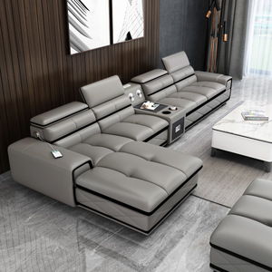 Divano Modulare in Pelle Ecologica con Spugna Artistica, Stile <span class=keywords><strong>Moderno</strong></span> Minimalista Italiano, Gambe in Acciaio Inossidabile, <span class=keywords><strong>Grande</strong></span> per <span class=keywords><strong>Soggiorno</strong></span> - Product Image 3