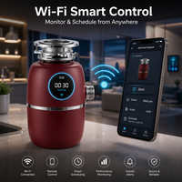 Triturador de Residuos de Alimentos Silencioso de Acero Inoxidable de 1HP BLDC con Limpieza Automática para Debajo del Fregadero, Alimentación Continua para Cocina
