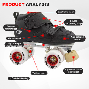 Patins à roulettes <span class=keywords><strong>quad</strong></span> haut de gamme pour adultes, deux rangées, 4 roues, roues lumineuses, roulements ILQ9-PRO, durables, imperméables, respirants, noirs, 50 kg+ - Product Image 2