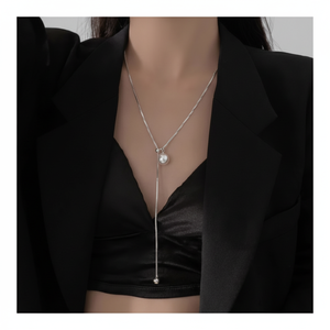 Hongdae Onni collana di perle lunghe accessori moda con catena di perline monni collana a punta gioielli - Product Image 1