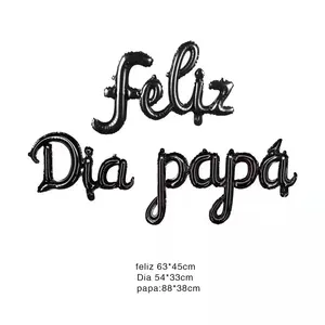 Bahasa Spanyol Huruf Kecil Siam Cursive Feliz Dia Papa Feliz Dia Mama Happy Father 'S Ibu; Hari Aluminium Foil Surat Balon Pesta