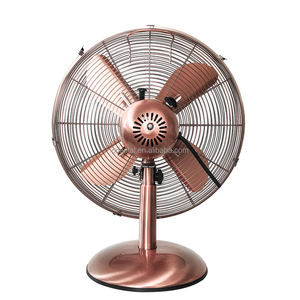 Ventilateur de table rétro entièrement en métal 4 pales silencieuses de niveau de bruit 40db réglage de l'inclinaison à 35 degrés chromé 12 pouces mécanique extérieur - Product Image 4