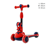 Trottinette enfant Spider Cartoon en promotion, frein arrière, 3 roues, pliable, roues LED clignotantes, guidon en alliage réglable, pour garçons