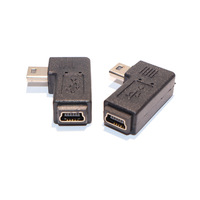 Adaptador Mini USB Macho a Hembra, Conector de 5 Pines con Curva a la Derecha de 90 Grados para Dispositivos con Interfaz Mini