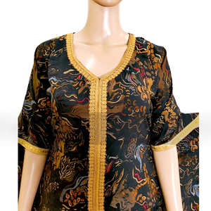 Hot Selling Women Ethnic Clothing Muslim Abaya African Dashiki <b>Kaftan</b> Dress Adults Rayon With Big Hijab Set - Product Image 1