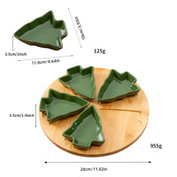 Plateau de service divisé personnalisable de haute qualité, motif sapin de Noël, style nordique, en céramique, compatible micro-ondes