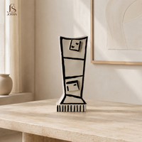 Vase à fleurs en céramique géométrique peint à la main Jossin, noir et blanc, décoration sculpturale moderne pour table, salon, intérieur de la maison