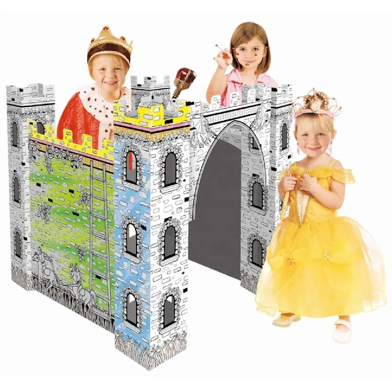 Cartão castelo crianças quebra-cabeça diy colorir brinquedo para educação