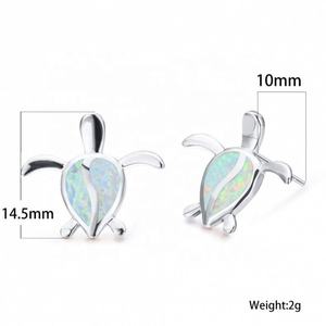 Pendientes de Tortuga con Ópalo Blanco y Oro Rosa de Europa y América, Diseño Original Chapado en Oro para Hombre y Mujer, Regalo - Product Image 2