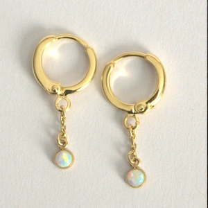 925 Sterling Silver 14K Gold Plated Drop <b>Earring</b> <b>Opal</b> Green <b>Earring</b> Fine Design Factory Jewelry - Product Image 2