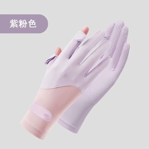 ถุงมือป้องกันแสงแดดสำหรับผู้หญิงในฤดูร้อน ผ้าถักระบายอากาศได้ดี ใช้กับหน้าจอสัมผัสได้ เหมาะสำหรับปั่นจักรยานและขับรถ ดีไซน์แบบต่อผ้าครึ่งนิ้ว - Product Image 6