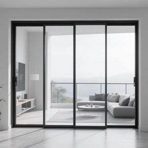 <span class=keywords><strong>Porte</strong></span> <span class=keywords><strong>coulissante</strong></span> moderne en aluminium avec panneaux entièrement vitrés - Conception à <span class=keywords><strong>double</strong></span> pliage pour les espaces de vie extérieurs, idéale pour les maisons et les villas - Product Image 3