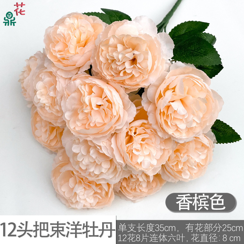 ช่อดอกโบตั๋น 12 หัว สีแชมเปญ