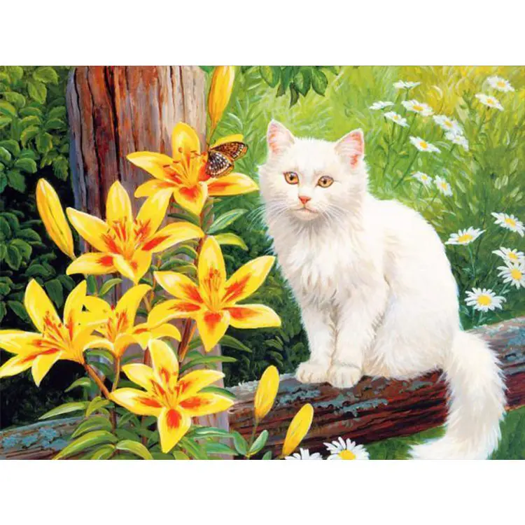 Peinture d'art pour la décoration intérieure Kits de broderie au point de croix 5D DIY Cat Diamond Painting Animal Painting Wall Canvas