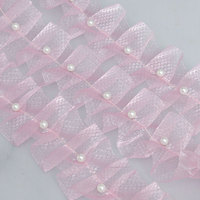 Ruban en organza à volants ondulés, orné de perles, avec motif quadrillé, pour emballage de bouquets, décoration de jupes, accessoires de couture DIY
