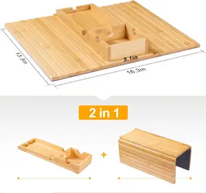 Bamboo Sofa Armrest Tray Anti-Slip Arm Table Clip On Tray With Detachable Couch Cup Holder Tray - Anti-Slip Sofa Table