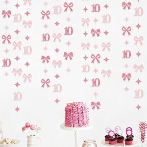 Guirlande de nœuds rose vif pour 10e anniversaire, bannière de décoration scintillante pour célébrer les 10 <span class=keywords><strong>ans</strong></span> - Product Image 5