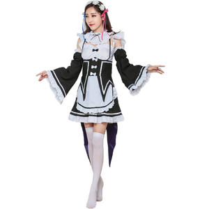 Costume d'anime L Starting New Life in Another World, costume de cosplay d'Halloween, tenue de <span class=keywords><strong>femme</strong></span> de chambre grande taille, costume de scène Ram et Rem - Product Image 2