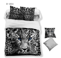 Draps de lit imprimés 3D Anima 100% animaux Housse de couette Taie d'oreiller 4 Pc Set Literie à impression numérique Lion Éléphant Léopard Tigre