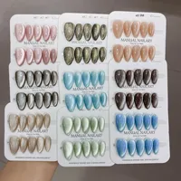 Grosir 10 Set Kuku Jari Buatan Tangan Berkualitas Tinggi, Dapat Dipakai Kembali, Motif Mata Kucing, Tekan Sendiri