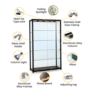 Vitrinas <span class=keywords><strong>de</strong></span> Exhibición con Vidrio Templado, Puertas con Cerradura y Luces LED Antirrobo <span class=keywords><strong>para</strong></span> Tiendas Minoristas - Product Image 2